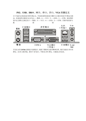 PS2、USB、DB-9、网卡、串口、并口、VGA针脚定义