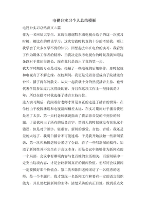 电视台实习个人总结模板