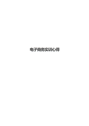 电子商务实训心得
