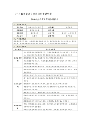 监事会办公室岗位职责