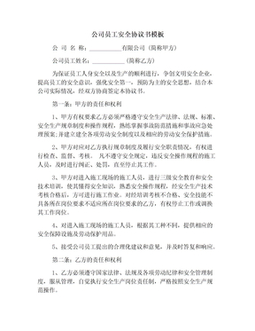 公司员工安全协议书模板范文