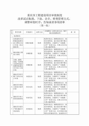 重庆市工程建设项目审批制度