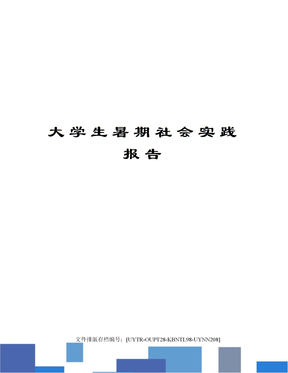 大学生暑期社会实践报告