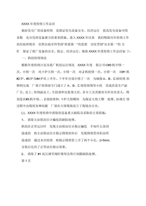 电厂年度检修工作总结