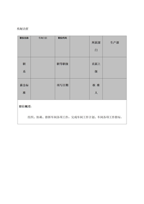 岗位职责车间主任