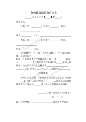 征收社会抚养费决定书