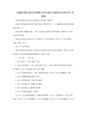 [机械/制造]新会计准则与旧企业会计制度会计科目表 对照表