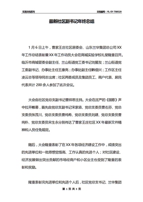最新社区副书记年终总结
