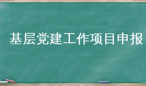 基层党建工作项目申报