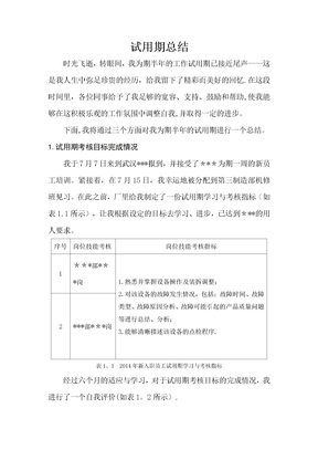 设备维修试用期工作总结