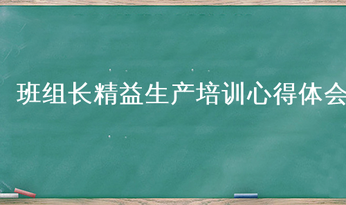 班组长精益生产培训心得体会