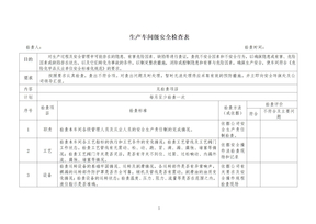 生产车间级安全安全检查表