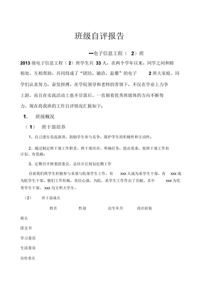 班级自评报告