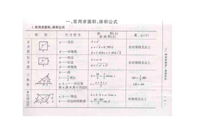 面积体积计算公式