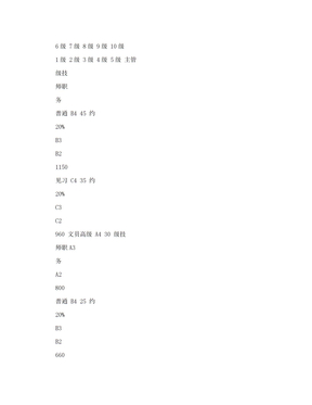 技师职务类岗位绩效工资等级表