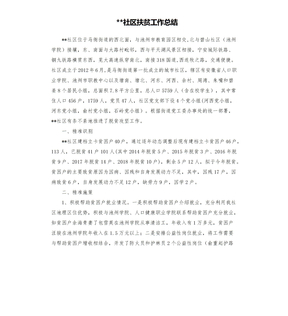 XX社区扶贫工作总结参考模板