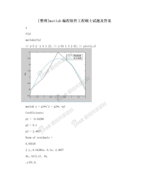 [整理]matlab编程软件工程硕士试题及答案