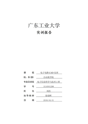 电子电路CAD实训报告格式