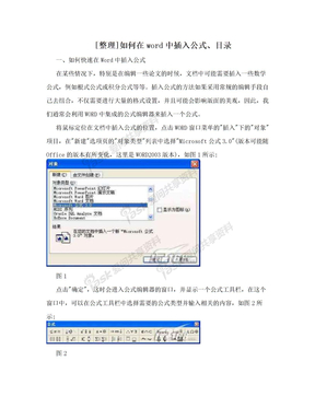 [整理]如何在word中插入公式、目录