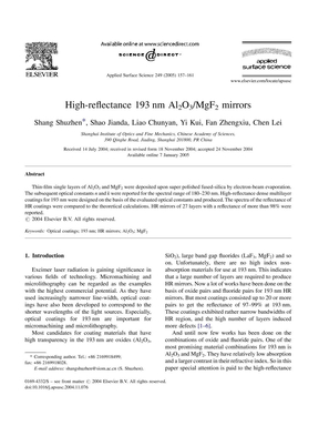 High-reflectance 193 nm Al2O3 MgF2 mirrors