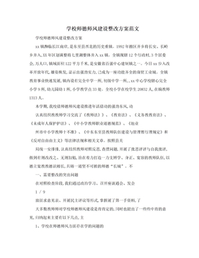 学校师德师风建设整改方案范文