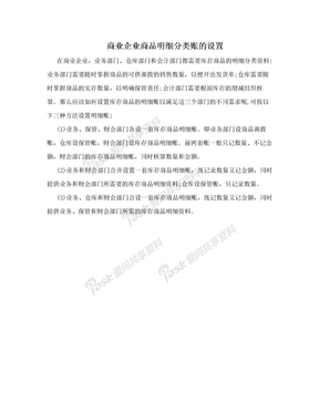 商业企业商品明细分类账的设置