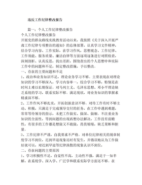 违反工作纪律整改报告doc