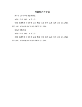 师德师风评价表