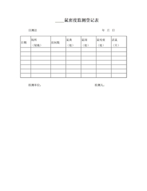 鼠密度监测登记表