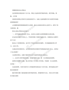 暑期教师培训心得体会