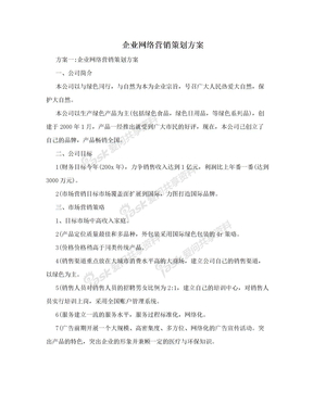 企业网络营销策划方案