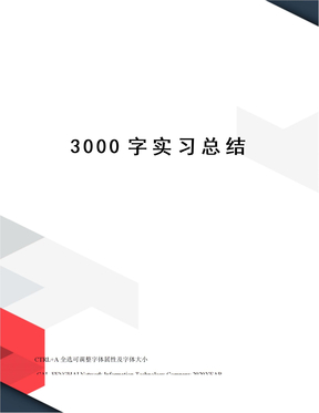 3000字实习总结