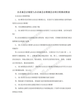 小企业会计制度与小企业会计准则会计科目转换对照表