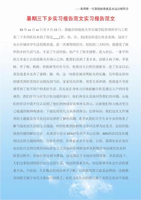 (实习报告)暑期三下乡实习报告范文实习报告范文