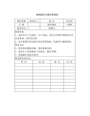 班组级安全教育签到表01
