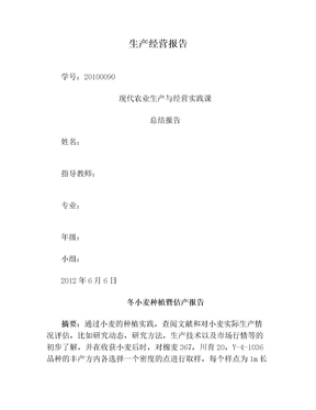 生产经营报告