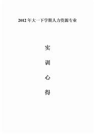 2012年大一下学期人力资源专业实训心得