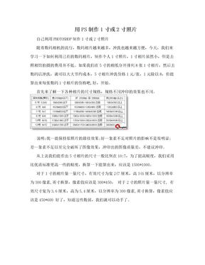 用PS制作1寸或2寸照片　