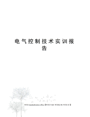 电气控制技术实训报告