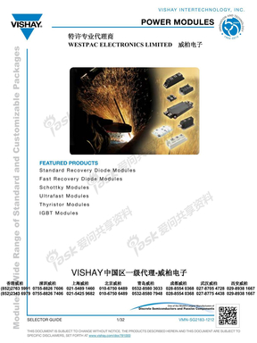 VISHAY Power Modules功率模组(二极管模块,可控硅模块,IGBT模块)选型手册