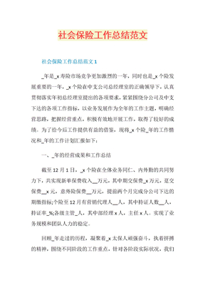 社会保险工作总结范文