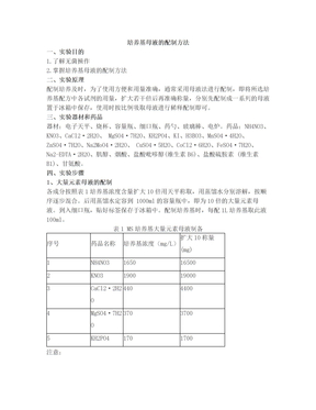 培养基母液的配制方法