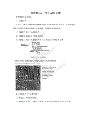 溶菌酶的晶体培养试验[资料]