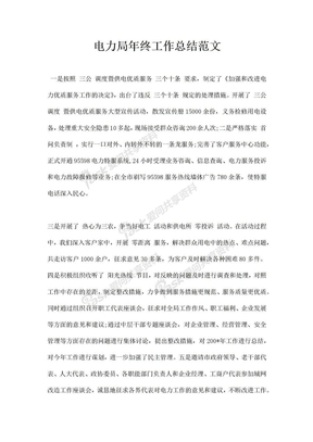 电力局年终工作总结范文