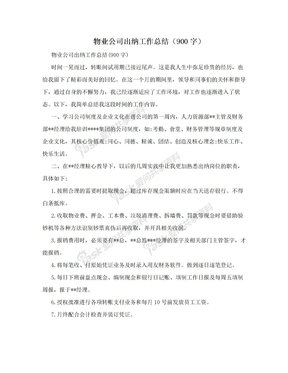 物业公司出纳工作总结（900字）