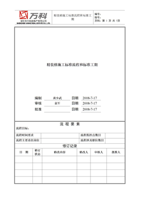 万科精装修标准流程与工期