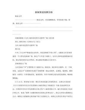 新闻策划案例分析