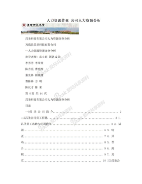 人力资源作业 公司人力资源分析