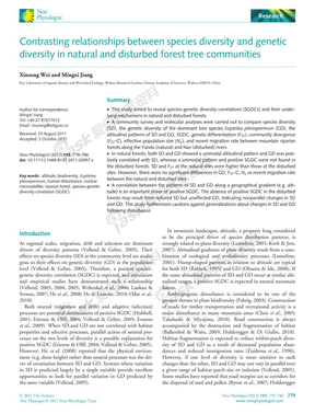 物种多样性和遗传多样性在自然和干扰群落中的异变