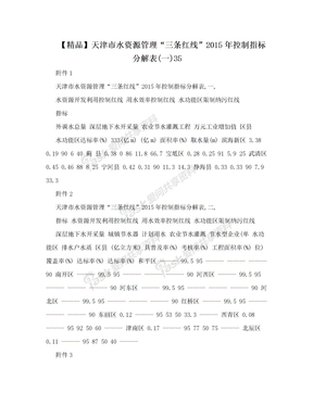 【精品】天津市水资源管理“三条红线”2015年控制指标分解表(一)35